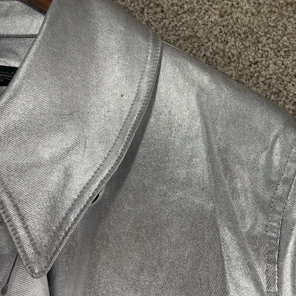 Ralph Lauren Jeans Co Womens Soirée Silver Y2k Metallic Jacket VTG XL *FLAWS - Picture 3 of 12